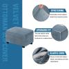 imageHVERSAILTEX Real Velvet Plush 1 Piece Form Fit Stretch Rectangle Folding Storage Covers Ottoman Slipcovers Removable Footstool Protect Footrest Covers Elastic Bottom Machine WashableLarge GreyStone Blue