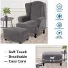 imageHVERSAILTEX Real Velvet Plush 1 Piece Form Fit Stretch Rectangle Folding Storage Covers Ottoman Slipcovers Removable Footstool Protect Footrest Covers Elastic Bottom Machine WashableLarge GreyGrey
