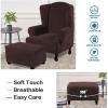 imageHVERSAILTEX Real Velvet Plush 1 Piece Form Fit Stretch Rectangle Folding Storage Covers Ottoman Slipcovers Removable Footstool Protect Footrest Covers Elastic Bottom Machine WashableLarge GreyBrown