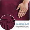 imageHVERSAILTEX Real Velvet Plush 1 Piece Form Fit Stretch Rectangle Folding Storage Covers Ottoman Slipcovers Removable Footstool Protect Footrest Covers Elastic Bottom Machine WashableLarge GreyWineBurgundy