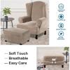 imageHVERSAILTEX Real Velvet Plush 1 Piece Form Fit Stretch Rectangle Folding Storage Covers Ottoman Slipcovers Removable Footstool Protect Footrest Covers Elastic Bottom Machine WashableLarge GreyTaupe