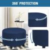 imageHVERSAILTEX Real Velvet Plush 1 Piece Form Fit Stretch Rectangle Folding Storage Covers Ottoman Slipcovers Removable Footstool Protect Footrest Covers Elastic Bottom Machine WashableLarge GreyNavy