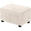 imageHVERSAILTEX Real Velvet Plush 1 Piece Form Fit Stretch Rectangle Folding Storage Covers Ottoman Slipcovers Removable Footstool Protect Footrest Covers Elastic Bottom Machine WashableLarge GreyIvory