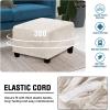 imageHVERSAILTEX Real Velvet Plush 1 Piece Form Fit Stretch Rectangle Folding Storage Covers Ottoman Slipcovers Removable Footstool Protect Footrest Covers Elastic Bottom Machine WashableLarge GreyIvory