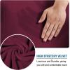 imageHVERSAILTEX Real Velvet Plush 1 Piece Form Fit Stretch Rectangle Folding Storage Covers Ottoman Slipcovers Removable Footstool Protect Footrest Covers Elastic Bottom Machine WashableLarge GreyWineBurgundy