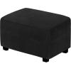 imageHVERSAILTEX Real Velvet Plush 1 Piece Form Fit Stretch Rectangle Folding Storage Covers Ottoman Slipcovers Removable Footstool Protect Footrest Covers Elastic Bottom Machine WashableLarge GreyJet Black