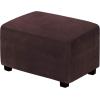 imageHVERSAILTEX Real Velvet Plush 1 Piece Form Fit Stretch Rectangle Folding Storage Covers Ottoman Slipcovers Removable Footstool Protect Footrest Covers Elastic Bottom Machine WashableLarge GreyBrown