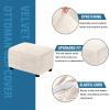 imageHVERSAILTEX Real Velvet Plush 1 Piece Form Fit Stretch Rectangle Folding Storage Covers Ottoman Slipcovers Removable Footstool Protect Footrest Covers Elastic Bottom Machine WashableLarge GreyIvory