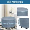 imageHVERSAILTEX Real Velvet Plush 1 Piece Form Fit Stretch Rectangle Folding Storage Covers Ottoman Slipcovers Removable Footstool Protect Footrest Covers Elastic Bottom Machine WashableLarge GreyStone Blue