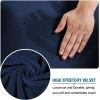 imageHVERSAILTEX Real Velvet Plush 1 Piece Form Fit Stretch Rectangle Folding Storage Covers Ottoman Slipcovers Removable Footstool Protect Footrest Covers Elastic Bottom Machine WashableLarge GreyNavy