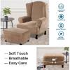 imageHVERSAILTEX Real Velvet Plush 1 Piece Form Fit Stretch Rectangle Folding Storage Covers Ottoman Slipcovers Removable Footstool Protect Footrest Covers Elastic Bottom Machine WashableLarge GreyCamel