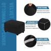 imageHVERSAILTEX Real Velvet Plush 1 Piece Form Fit Stretch Rectangle Folding Storage Covers Ottoman Slipcovers Removable Footstool Protect Footrest Covers Elastic Bottom Machine WashableLarge GreyJet Black