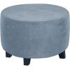 imageHVERSAILTEX Real Velvet Plush 1 Piece Form Fit Stretch Rectangle Folding Storage Covers Ottoman Slipcovers Removable Footstool Protect Footrest Covers Elastic Bottom Machine WashableLarge GreyStone Blue