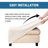 imageHVERSAILTEX Real Velvet Plush 1 Piece Form Fit Stretch Rectangle Folding Storage Covers Ottoman Slipcovers Removable Footstool Protect Footrest Covers Elastic Bottom Machine WashableLarge GreyIvory