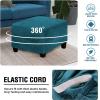 imageHVERSAILTEX Real Velvet Plush 1 Piece Form Fit Stretch Rectangle Folding Storage Covers Ottoman Slipcovers Removable Footstool Protect Footrest Covers Elastic Bottom Machine WashableLarge GreyDeep Teal