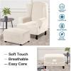 imageHVERSAILTEX Real Velvet Plush 1 Piece Form Fit Stretch Rectangle Folding Storage Covers Ottoman Slipcovers Removable Footstool Protect Footrest Covers Elastic Bottom Machine WashableLarge GreyIvory