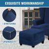 imageHVERSAILTEX Real Velvet Plush 1 Piece Form Fit Stretch Rectangle Folding Storage Covers Ottoman Slipcovers Removable Footstool Protect Footrest Covers Elastic Bottom Machine WashableLarge GreyNavy