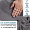 imageHVERSAILTEX Real Velvet Plush 1 Piece Form Fit Stretch Rectangle Folding Storage Covers Ottoman Slipcovers Removable Footstool Protect Footrest Covers Elastic Bottom Machine WashableLarge GreyGrey