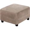 imageHVERSAILTEX Real Velvet Plush 1 Piece Form Fit Stretch Rectangle Folding Storage Covers Ottoman Slipcovers Removable Footstool Protect Footrest Covers Elastic Bottom Machine WashableLarge GreyTaupe