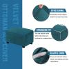 imageHVERSAILTEX Real Velvet Plush 1 Piece Form Fit Stretch Rectangle Folding Storage Covers Ottoman Slipcovers Removable Footstool Protect Footrest Covers Elastic Bottom Machine WashableLarge GreyDeep Teal