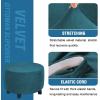 imageHVERSAILTEX Real Velvet Plush 1 Piece Form Fit Stretch Rectangle Folding Storage Covers Ottoman Slipcovers Removable Footstool Protect Footrest Covers Elastic Bottom Machine WashableLarge GreyDeep Teal