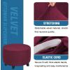 imageHVERSAILTEX Real Velvet Plush 1 Piece Form Fit Stretch Rectangle Folding Storage Covers Ottoman Slipcovers Removable Footstool Protect Footrest Covers Elastic Bottom Machine WashableLarge GreyWineBurgundy