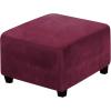 imageHVERSAILTEX Real Velvet Plush 1 Piece Form Fit Stretch Rectangle Folding Storage Covers Ottoman Slipcovers Removable Footstool Protect Footrest Covers Elastic Bottom Machine WashableLarge GreyWineBurgundy