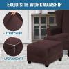 imageHVERSAILTEX Real Velvet Plush 1 Piece Form Fit Stretch Rectangle Folding Storage Covers Ottoman Slipcovers Removable Footstool Protect Footrest Covers Elastic Bottom Machine WashableLarge GreyBrown