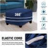 imageHVERSAILTEX Real Velvet Plush 1 Piece Form Fit Stretch Rectangle Folding Storage Covers Ottoman Slipcovers Removable Footstool Protect Footrest Covers Elastic Bottom Machine WashableLarge GreyNavy