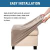 imageHVERSAILTEX Real Velvet Plush 1 Piece Form Fit Stretch Rectangle Folding Storage Covers Ottoman Slipcovers Removable Footstool Protect Footrest Covers Elastic Bottom Machine WashableLarge GreyTaupe