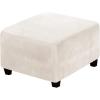 imageHVERSAILTEX Real Velvet Plush 1 Piece Form Fit Stretch Rectangle Folding Storage Covers Ottoman Slipcovers Removable Footstool Protect Footrest Covers Elastic Bottom Machine WashableLarge GreyIvory