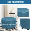imageHVERSAILTEX Real Velvet Plush 1 Piece Form Fit Stretch Rectangle Folding Storage Covers Ottoman Slipcovers Removable Footstool Protect Footrest Covers Elastic Bottom Machine WashableLarge GreyPeacock Blue