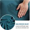 imageHVERSAILTEX Real Velvet Plush 1 Piece Form Fit Stretch Rectangle Folding Storage Covers Ottoman Slipcovers Removable Footstool Protect Footrest Covers Elastic Bottom Machine WashableLarge GreyDeep Teal