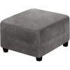 imageHVERSAILTEX Real Velvet Plush 1 Piece Form Fit Stretch Rectangle Folding Storage Covers Ottoman Slipcovers Removable Footstool Protect Footrest Covers Elastic Bottom Machine WashableLarge GreyGrey