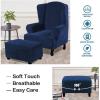 imageHVERSAILTEX Real Velvet Plush 1 Piece Form Fit Stretch Rectangle Folding Storage Covers Ottoman Slipcovers Removable Footstool Protect Footrest Covers Elastic Bottom Machine WashableLarge GreyNavy