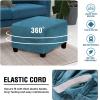 imageHVERSAILTEX Real Velvet Plush 1 Piece Form Fit Stretch Rectangle Folding Storage Covers Ottoman Slipcovers Removable Footstool Protect Footrest Covers Elastic Bottom Machine WashableLarge GreyPeacock Blue