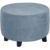imageHVERSAILTEX Real Velvet Plush 1 Piece Form Fit Stretch Rectangle Folding Storage Covers Ottoman Slipcovers Removable Footstool Protect Footrest Covers Elastic Bottom Machine WashableLarge GreyStone Blue