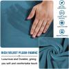 imageHVERSAILTEX Real Velvet Plush 1 Piece Form Fit Stretch Rectangle Folding Storage Covers Ottoman Slipcovers Removable Footstool Protect Footrest Covers Elastic Bottom Machine WashableLarge GreyPeacock Blue