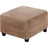imageHVERSAILTEX Real Velvet Plush 1 Piece Form Fit Stretch Rectangle Folding Storage Covers Ottoman Slipcovers Removable Footstool Protect Footrest Covers Elastic Bottom Machine WashableLarge GreyCamel