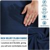 imageHVERSAILTEX Real Velvet Plush 1 Piece Form Fit Stretch Rectangle Folding Storage Covers Ottoman Slipcovers Removable Footstool Protect Footrest Covers Elastic Bottom Machine WashableLarge GreyNavy
