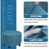imageHVERSAILTEX Real Velvet Plush 1 Piece Form Fit Stretch Rectangle Folding Storage Covers Ottoman Slipcovers Removable Footstool Protect Footrest Covers Elastic Bottom Machine WashableLarge GreyPeacock Blue