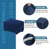imageHVERSAILTEX Real Velvet Plush 1 Piece Form Fit Stretch Rectangle Folding Storage Covers Ottoman Slipcovers Removable Footstool Protect Footrest Covers Elastic Bottom Machine WashableLarge GreyNavy