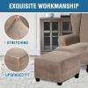 imageHVERSAILTEX Real Velvet Plush 1 Piece Form Fit Stretch Rectangle Folding Storage Covers Ottoman Slipcovers Removable Footstool Protect Footrest Covers Elastic Bottom Machine WashableLarge GreyTaupe