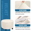 imageHVERSAILTEX Real Velvet Plush 1 Piece Form Fit Stretch Rectangle Folding Storage Covers Ottoman Slipcovers Removable Footstool Protect Footrest Covers Elastic Bottom Machine WashableLarge GreyIvory