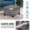 imageHVERSAILTEX Real Velvet Plush 1 Piece Form Fit Stretch Rectangle Folding Storage Covers Ottoman Slipcovers Removable Footstool Protect Footrest Covers Elastic Bottom Machine WashableLarge GreyGrey