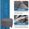 imageHVERSAILTEX Real Velvet Plush 1 Piece Form Fit Stretch Rectangle Folding Storage Covers Ottoman Slipcovers Removable Footstool Protect Footrest Covers Elastic Bottom Machine WashableLarge GreyGrey