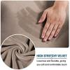 imageHVERSAILTEX Real Velvet Plush 1 Piece Form Fit Stretch Rectangle Folding Storage Covers Ottoman Slipcovers Removable Footstool Protect Footrest Covers Elastic Bottom Machine WashableLarge GreyTaupe