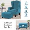 imageHVERSAILTEX Real Velvet Plush 1 Piece Form Fit Stretch Rectangle Folding Storage Covers Ottoman Slipcovers Removable Footstool Protect Footrest Covers Elastic Bottom Machine WashableLarge GreyPeacock Blue