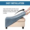 imageHVERSAILTEX Real Velvet Plush 1 Piece Form Fit Stretch Rectangle Folding Storage Covers Ottoman Slipcovers Removable Footstool Protect Footrest Covers Elastic Bottom Machine WashableLarge GreyStone Blue