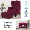 imageHVERSAILTEX Real Velvet Plush 1 Piece Form Fit Stretch Rectangle Folding Storage Covers Ottoman Slipcovers Removable Footstool Protect Footrest Covers Elastic Bottom Machine WashableLarge GreyWineBurgundy